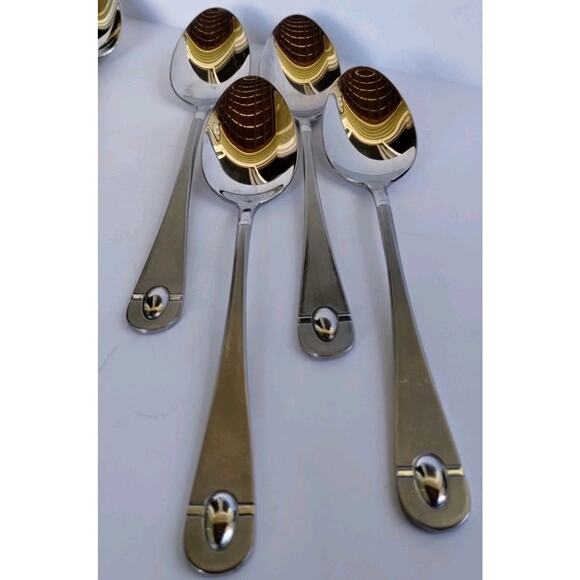 ONEIDA 18/10 Satin Garnet Stainless Lot Of 8 Spoons 4 Teaspoons 4 Soup Spoons - Picture 4 of 11